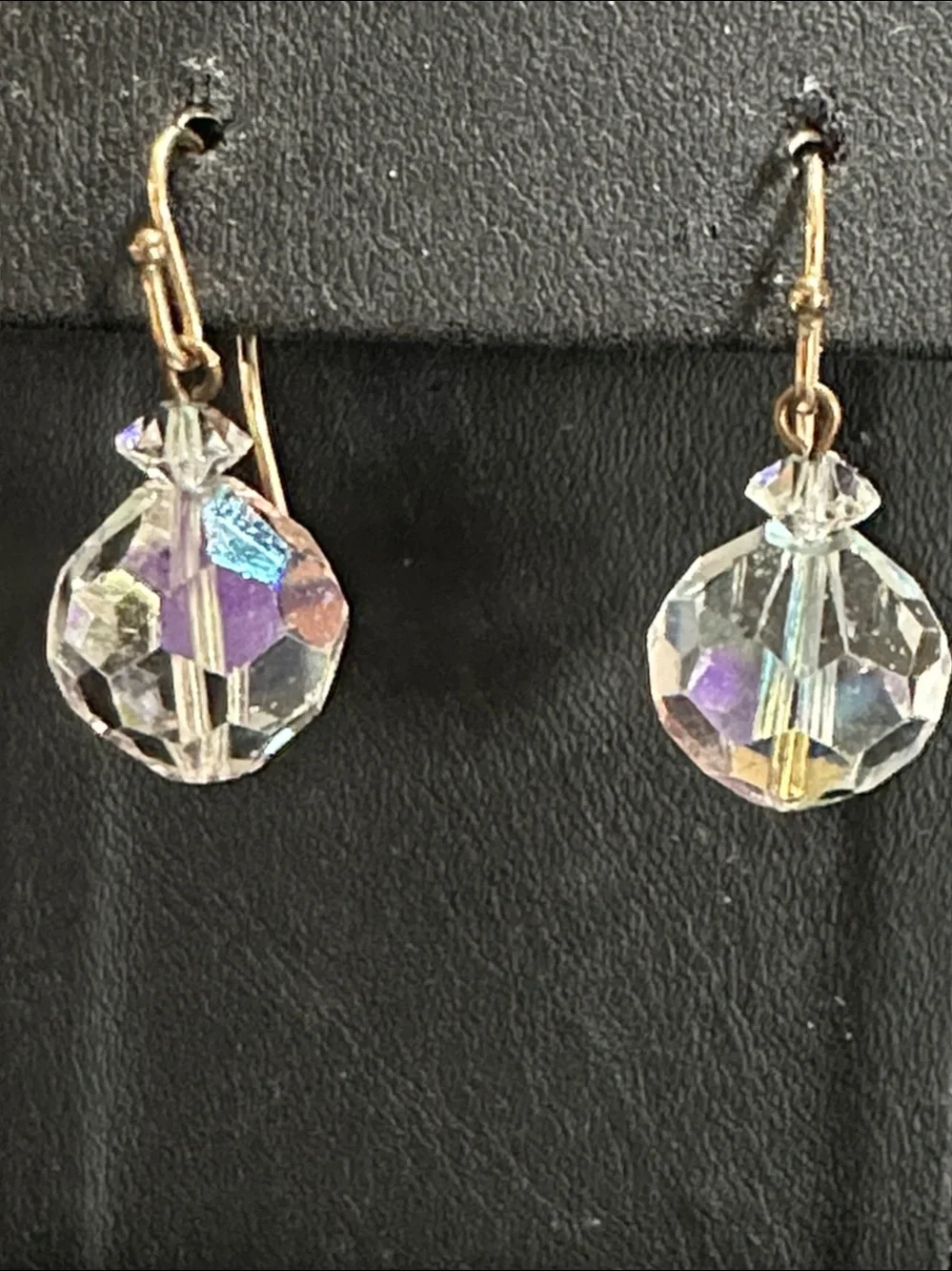 AB Faceted Crystal 14k Gold-plate Wire Back Drop Earrings